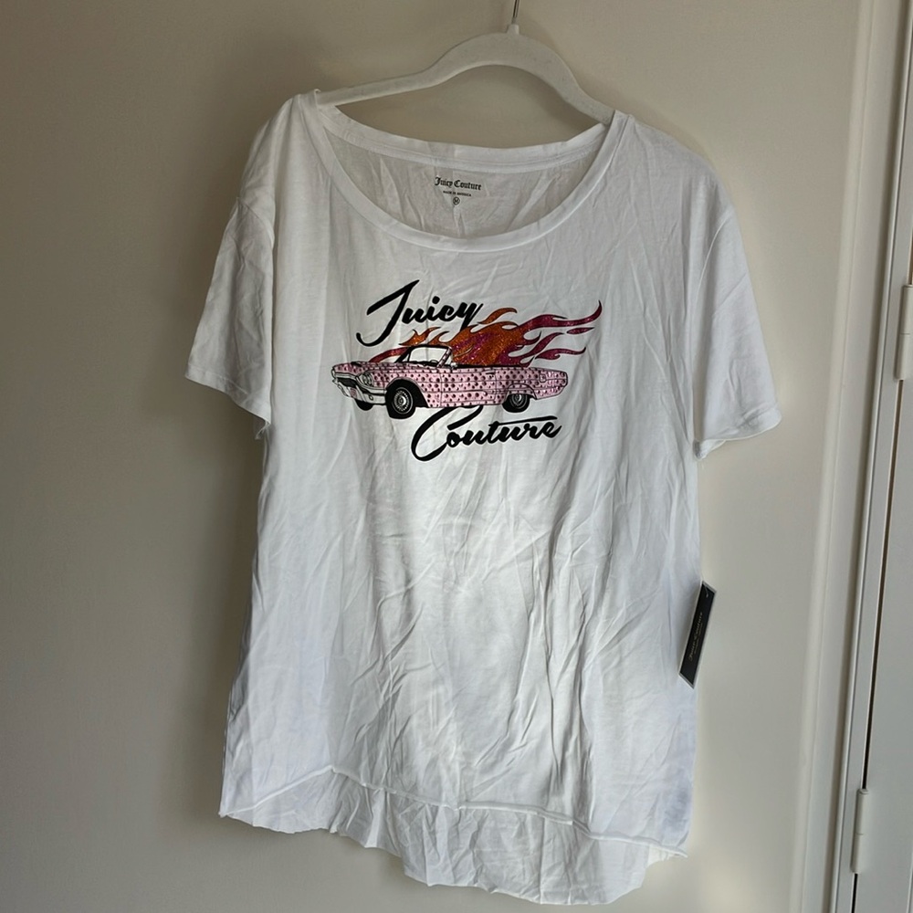 Juicy Couture White Graphic Women's Top size M NWT